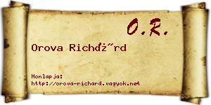 Orova Richárd névjegykártya